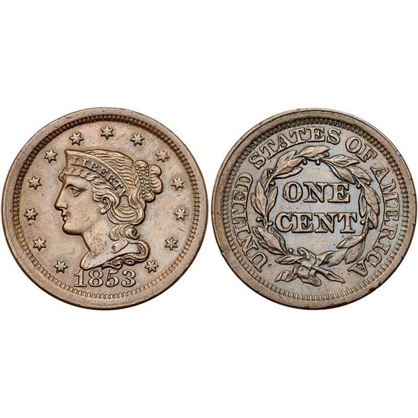 Trio of 1853 Cents grading VF30 to VF35
