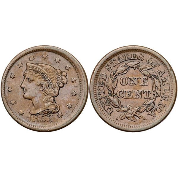 Trio of 1853 Cents grading VF30