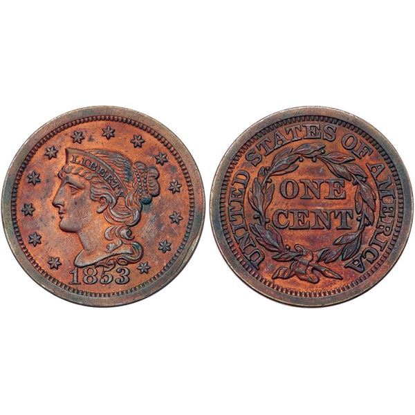 Trio of 1853 Cents grading VF25