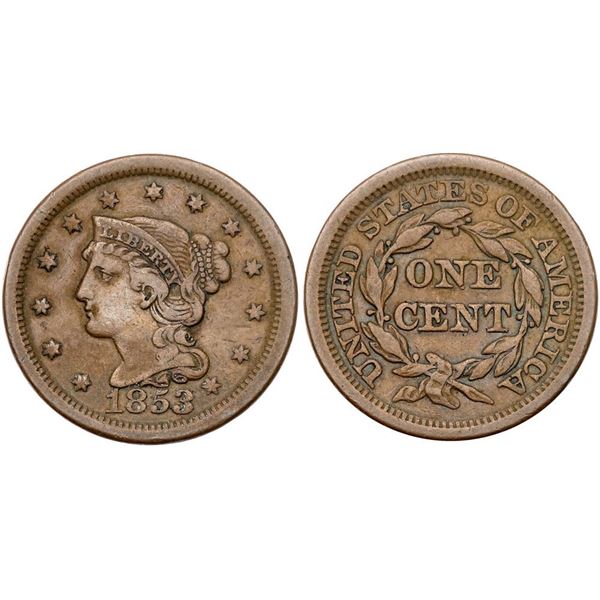 Quartet of 1853 Cents grading VF20