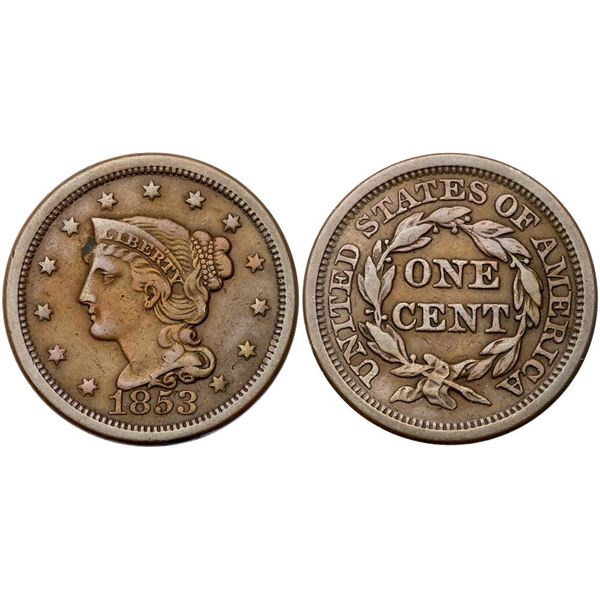 Quartet of 1853 Cents grading VF20