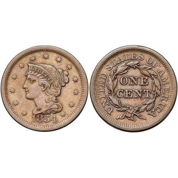 Trio of 1854 Cents grading VF30 to VF35