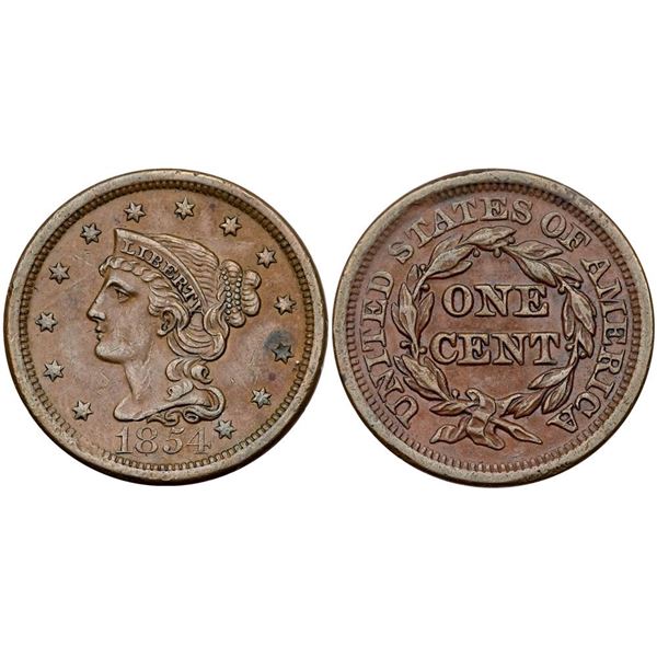 Trio of 1854 Cents grading VF25