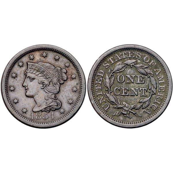 Quartet of 1854 Cents grading VF20