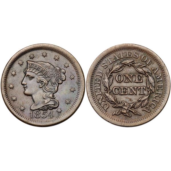 Trio of 1854 & 1855 Cents grading VF30 to VF35
