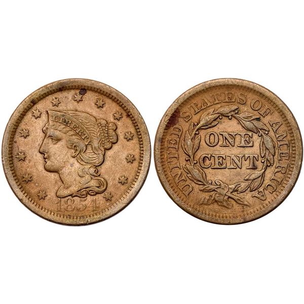Quartet of 1854-1856 Cents grading VF25