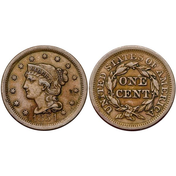 Trio of 1854, 1855, & 1856 Cents grading VF20