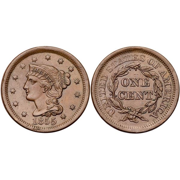 Trio of 1855 & 1856 Cents grading EF40