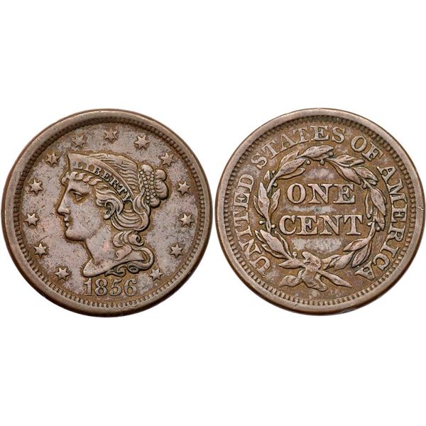 Trio of 1856 Cents grading VF30 to VF35
