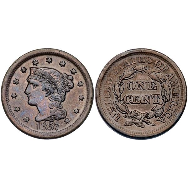 Pair of 1857 N-1 R1 Large Date Cents