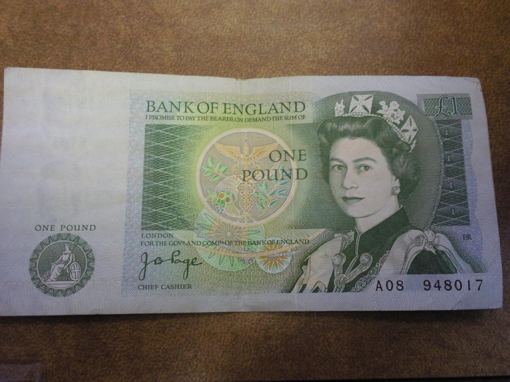One Pound Paper Note Bank Of England One Pound Note