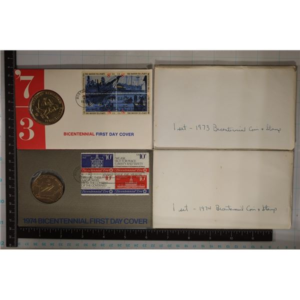 2-US BICENTENNIAL MEDALS IN FDC'S: 1973 & 1974