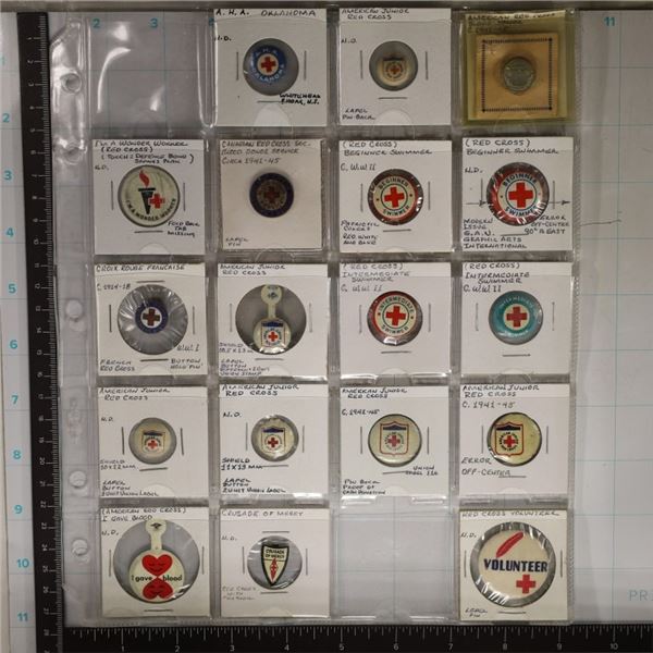 18 RED CROSS BUTTONS, PINBACKS, ETC..., BLOOD
