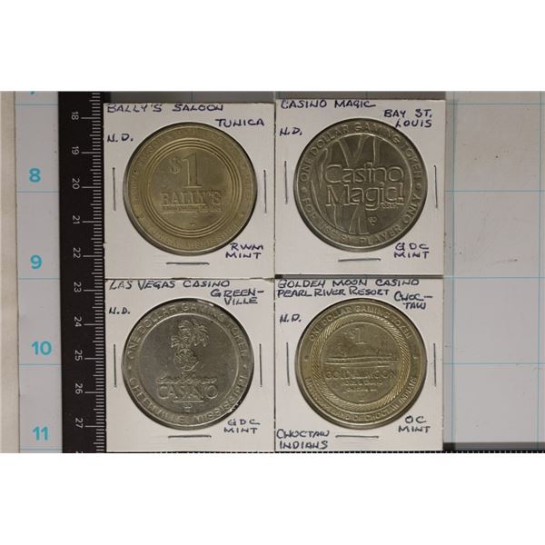 4-$1 CASINO TOKENS: CASINO MAGIC CORP ST. LOUIS