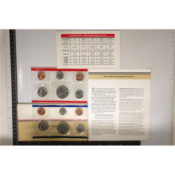 1986 US MINT SET (UNC) P/D (WITH ENVELOPE)