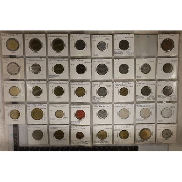38-ARCADE TOKENS FROM: MINNESOTA, MASSACHUSETTS,