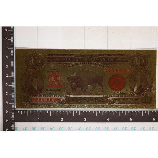 GOLD FOIL 99999999 US $10 BUFFALO CRISP UNC