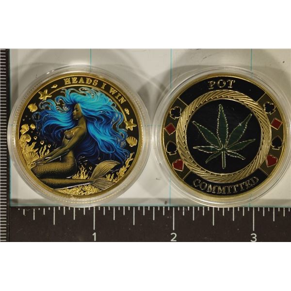 2 GOLD PLATED COLORIZED ROUNDS: 1 MERMAID