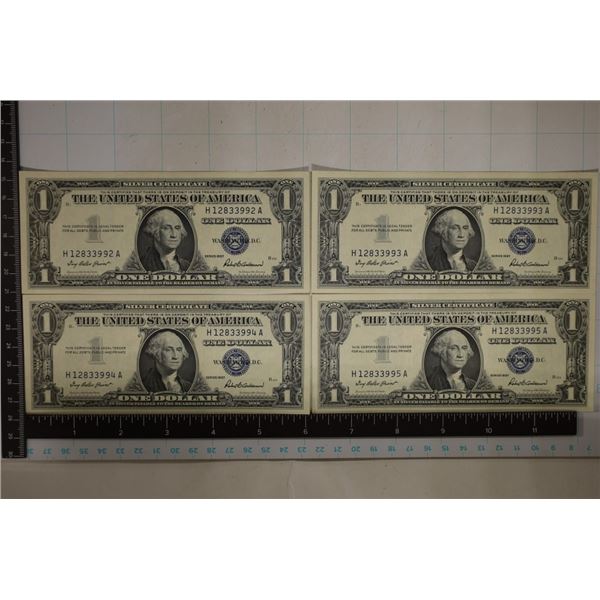 4-CRISP UNC CONSECUTIVE SERIAL NUMBER 1957