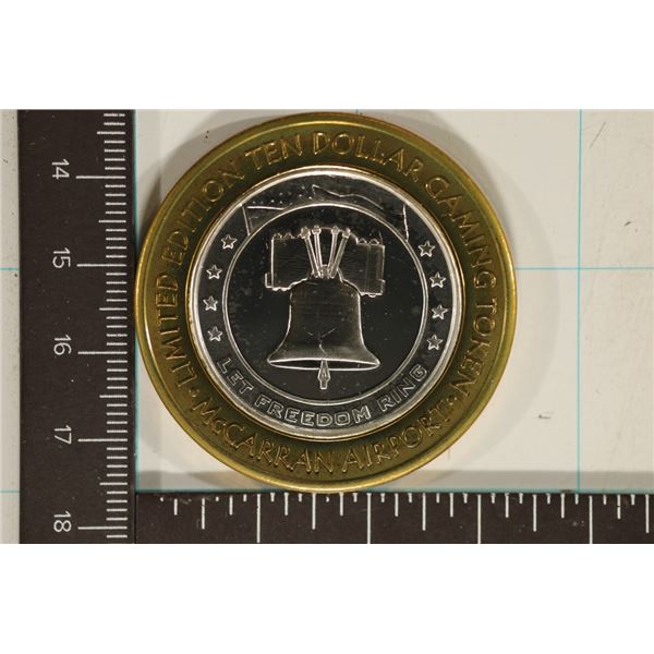 CASINO $10 SILVER TOKEN (UNC) MCCARRAN AIRPORT