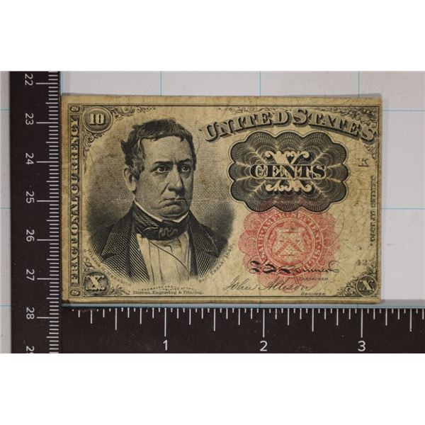 1874 TEN CENT US FRACTIONAL CURRENCY