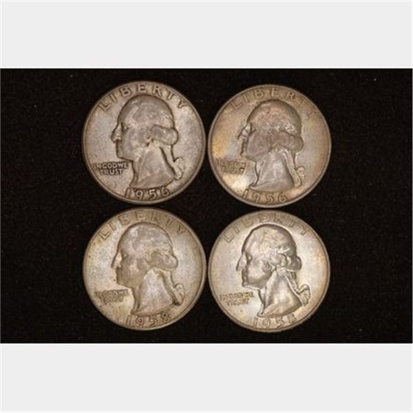 1956, 56-D, 58 & 58-D WASHINGTON SILVER QUARTERS