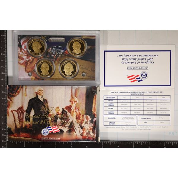 2007 US PRESIDENTIAL DOLLAR 4 COIN PF SET WITH BOX