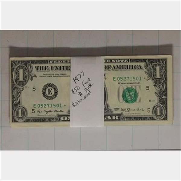 50-1977 US $1 FRN STAR NOTES WITH CONSECUTIVE
