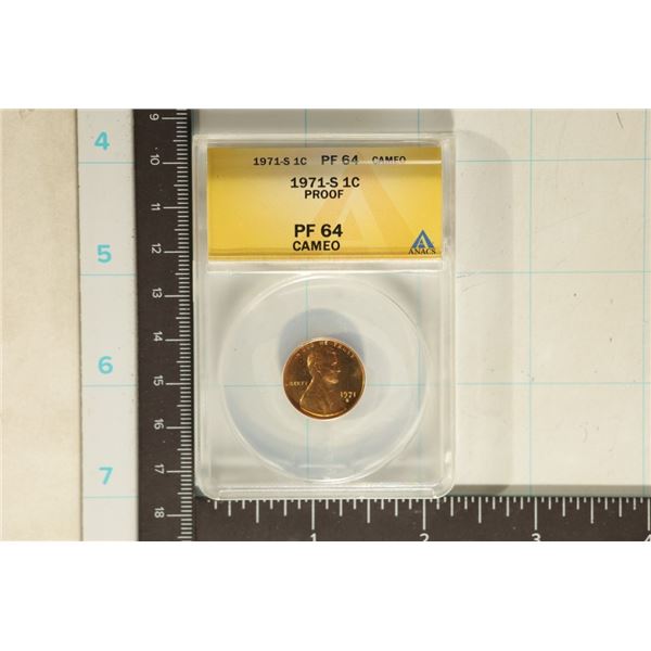 1971-S LINCOLN CENT ANACS PF64 CAMEO