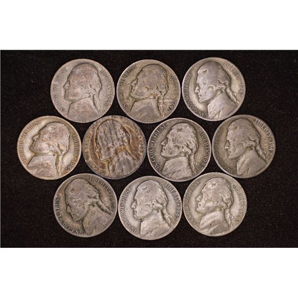 10-1942-P 35% SILVER JEFFERSON WAR NICKELS