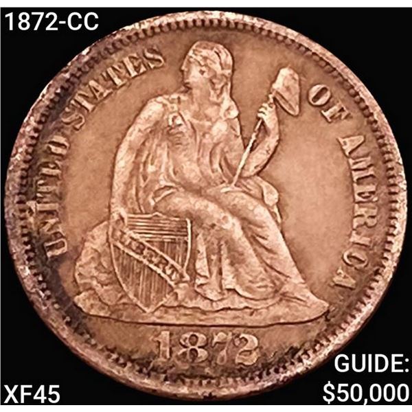 1872-CC Seated Liberty Dime NEARLY UNCIRCULATED