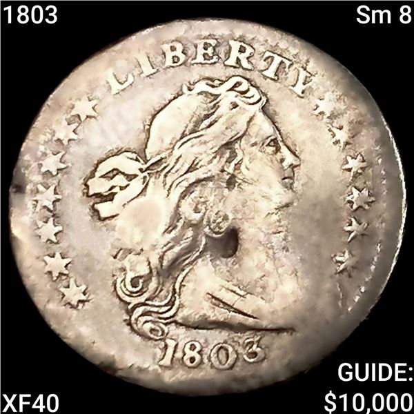 1803 Sm 8 Draped Bust Half Dime NEARLY UNCIRCULATED