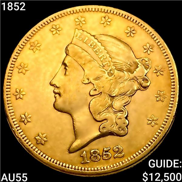 1852 $20 Gold Double Eagle HIGH GRADE