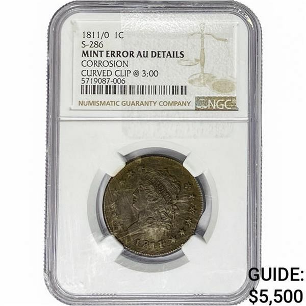 1811/0 Classic Head Large Cent NGC AU Mint Error