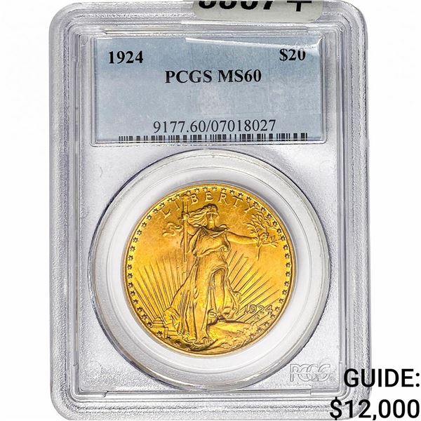 1924 $20 Gold Double Eagle PCGS MS60
