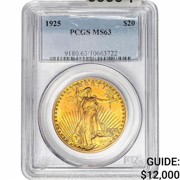 1925 $20 Gold Double Eagle PCGS MS63