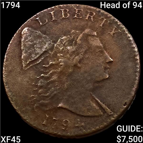 1794 Head of 94 Liberty Cap Large Cent NEARLY UNCIRCULATED