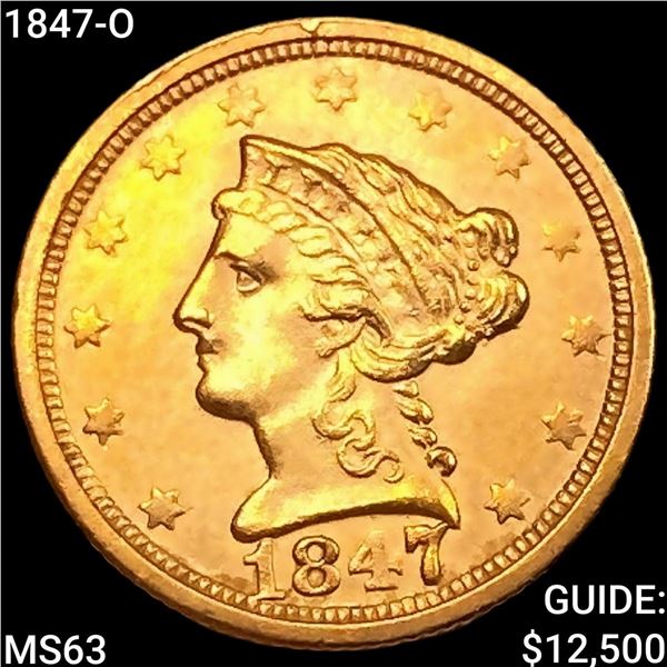 1847-O $2.50 Gold Quarter Eagle CHOICE BU