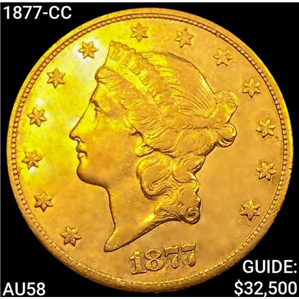 1877-CC $20 Gold Double Eagle CHOICE AU