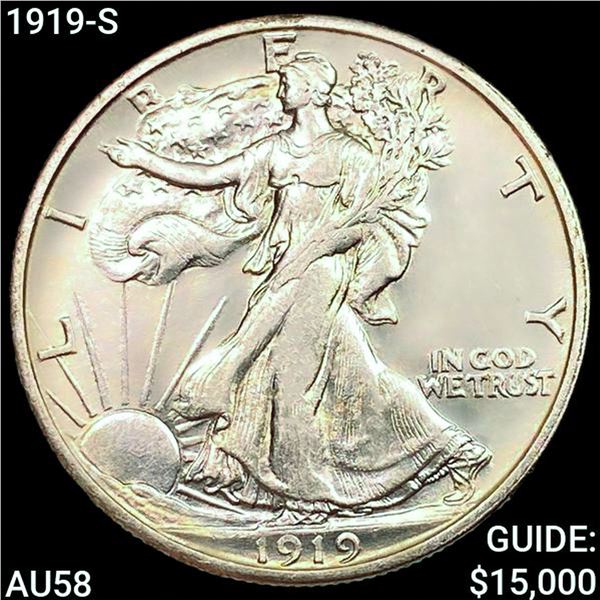 1919-S Walking Liberty Half Dollar CHOICE AU