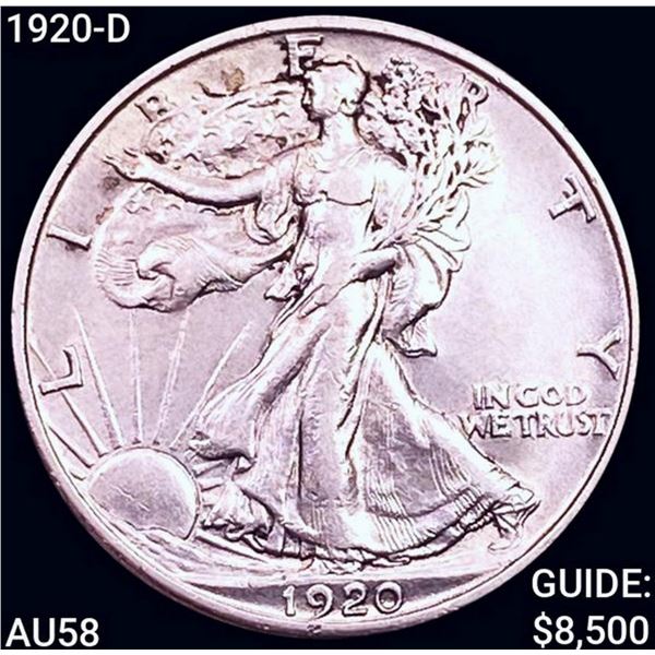 1920-D Walking Liberty Half Dollar CHOICE AU