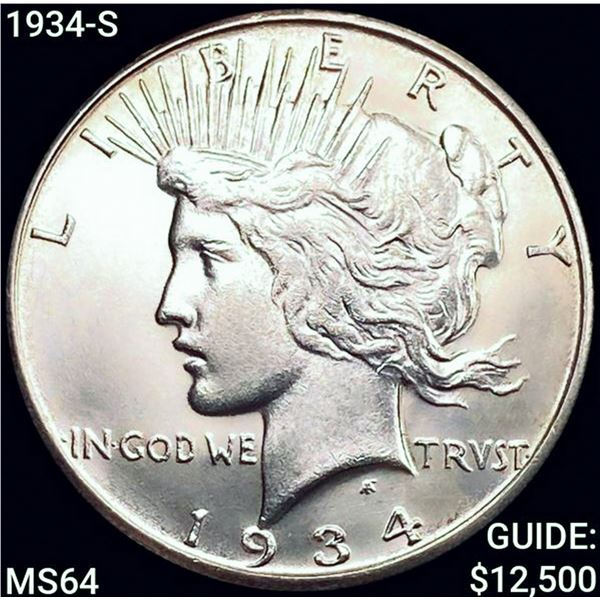 1934-S Silver Peace Dollar CHOICE BU
