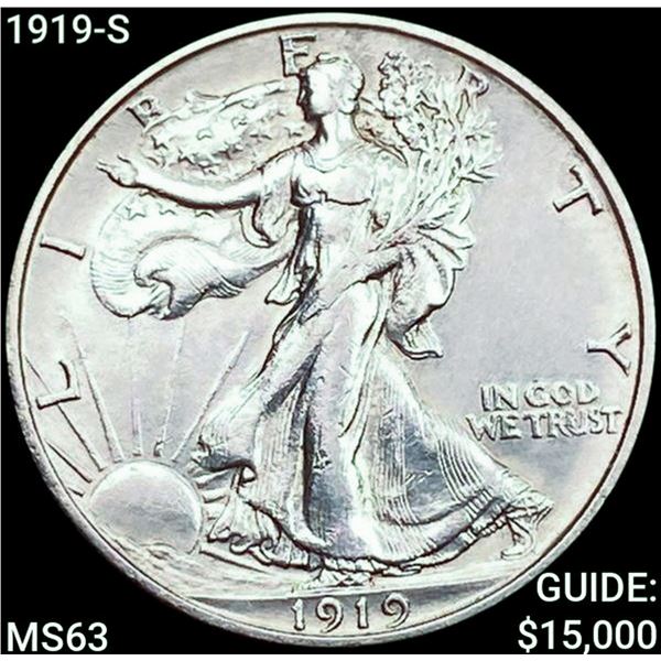 1919-S Walking Liberty Half Dollar CHOICE BU