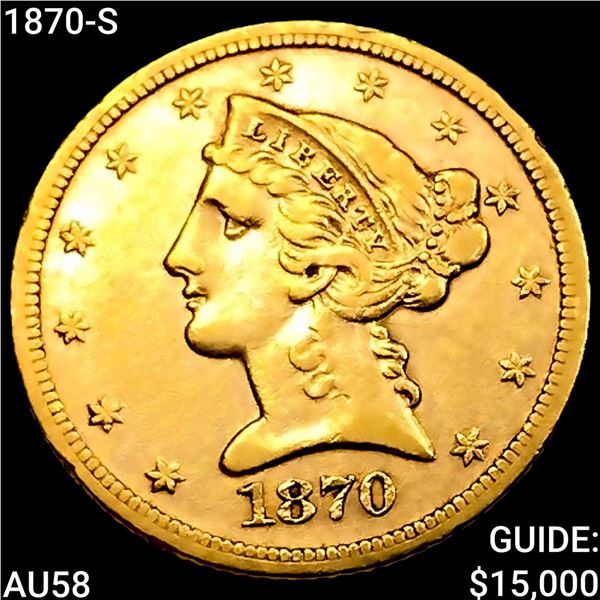 1870-S $5 Gold Half Eagle CHOICE AU