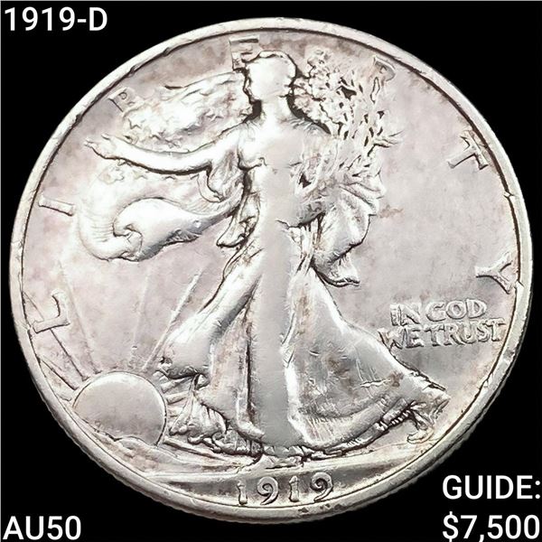 1919-D Walking Liberty Half Dollar CLOSELY UNCIRCULATED