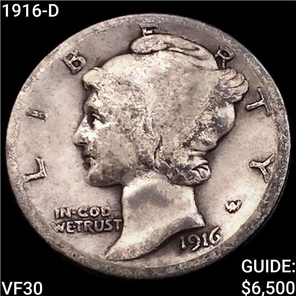 1916-D Mercury Dime LIGHTLY CIRCULATED