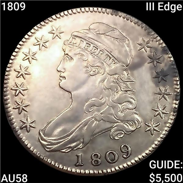 1809 III Edge Capped Bust Half Dollar CHOICE AU