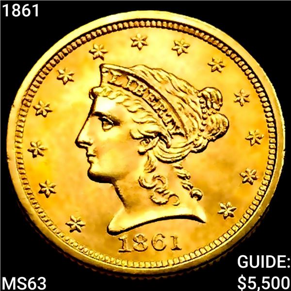 1861 $2.50 Gold Quarter Eagle CHOICE BU