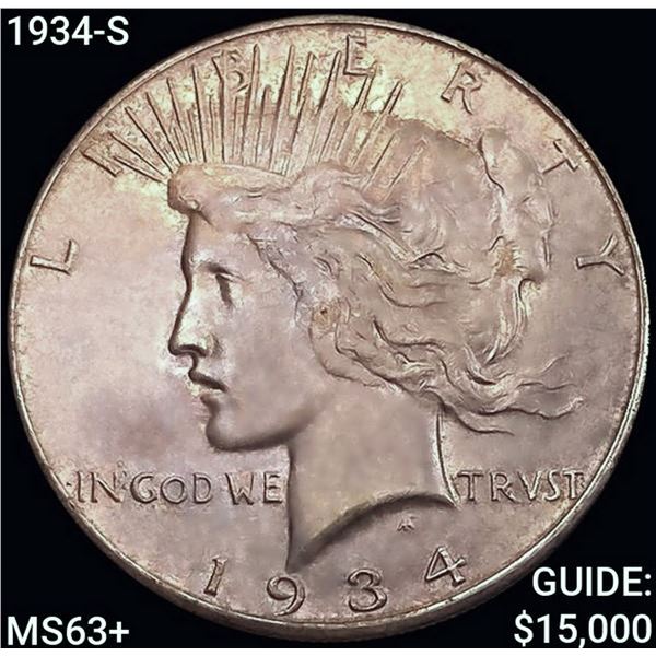 1934-S Silver Peace Dollar CHOICE BU+