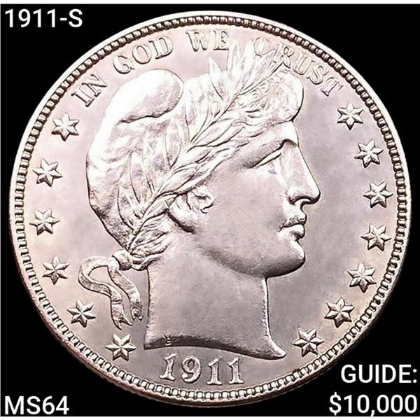 1911-S Barber Half Dollar CHOICE BU